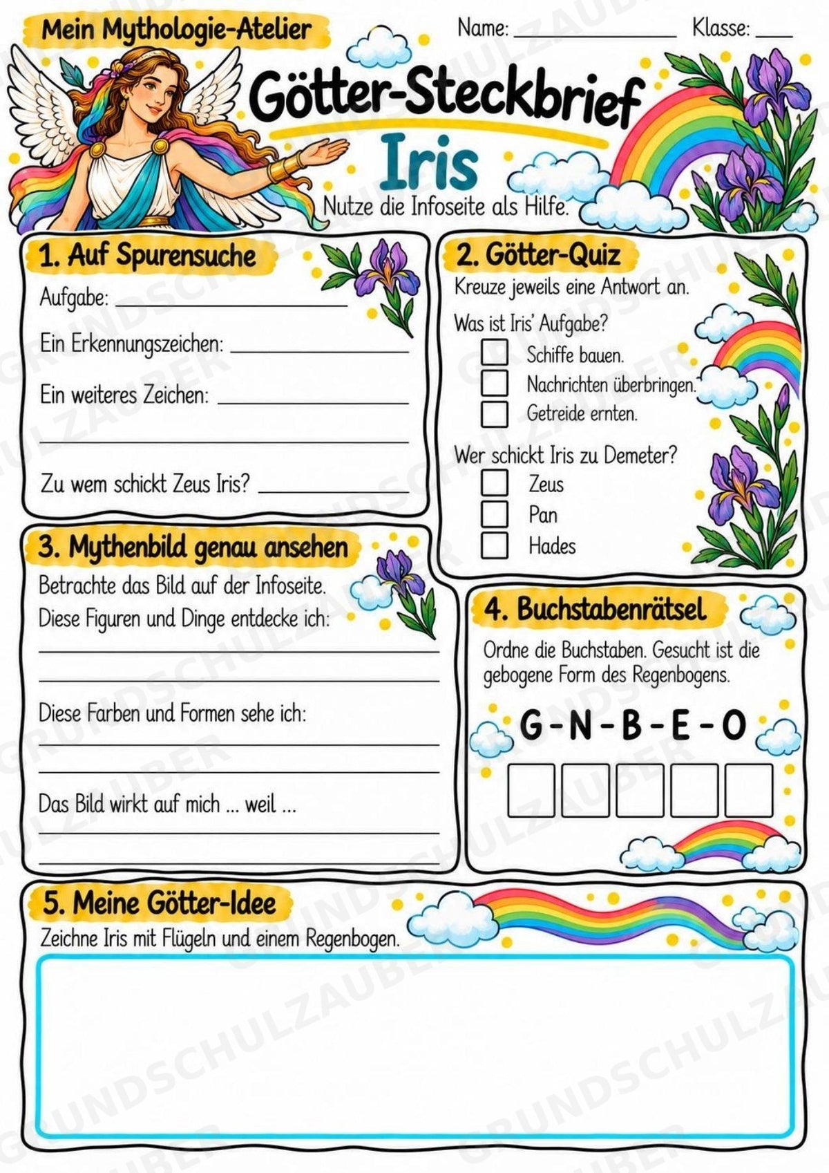 Iris – Griechische Götter: Steckbrief & Infotext | Arbeitsblätter mit Lösungen | Klasse 4–5 – Materialseite 3