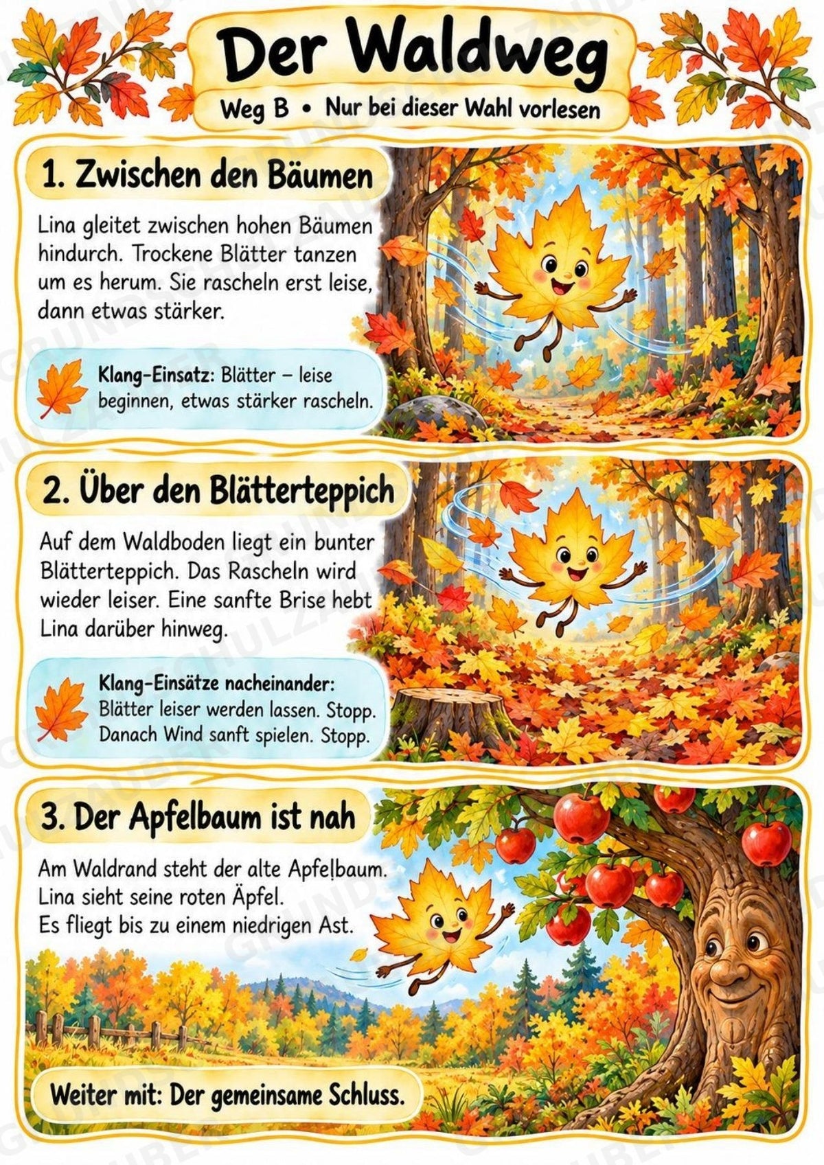 Herbst Klanggeschichte Grundschule Klasse 2–4 – Das Herbstblatt mit dem geheimen Auftrag | Musik, Bildkarten & Arbeitsblätter – Materialseite 5