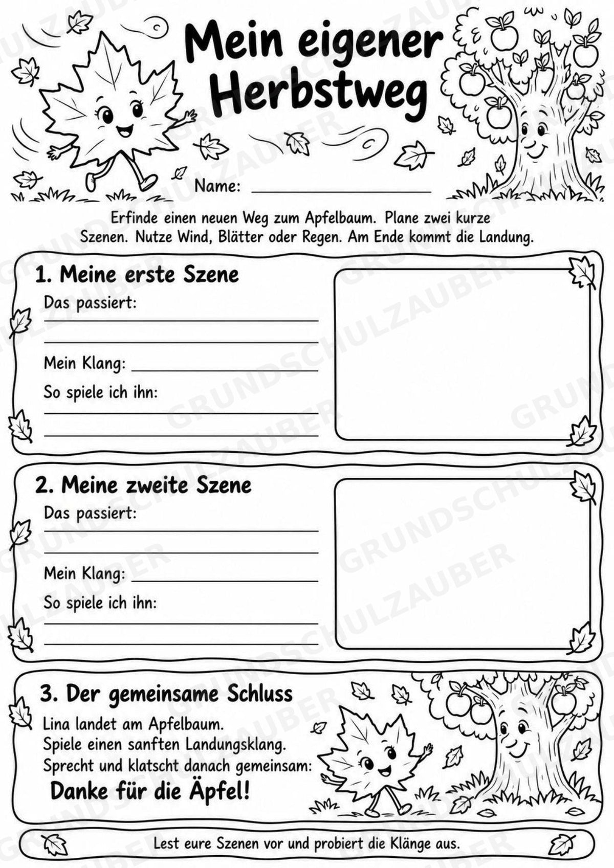 Herbst Klanggeschichte Grundschule Klasse 2–4 – Das Herbstblatt mit dem geheimen Auftrag | Musik, Bildkarten & Arbeitsblätter – Materialseite 12