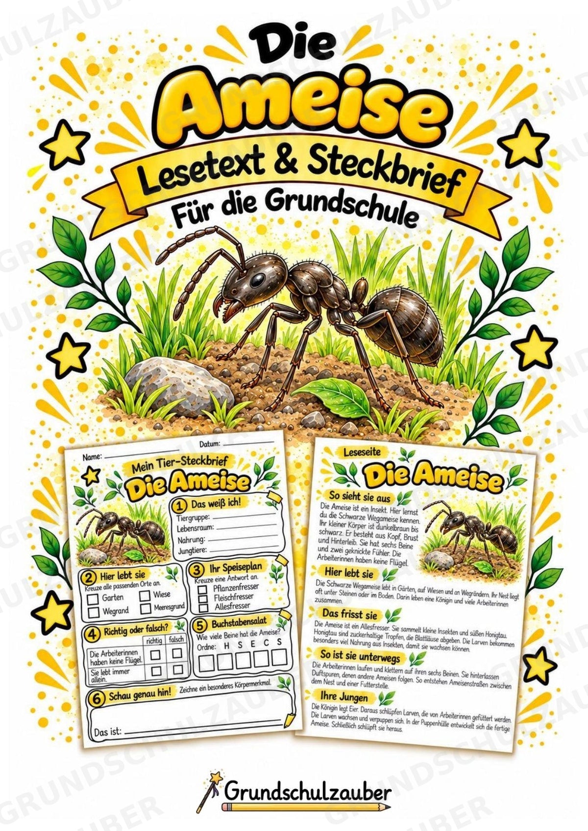 Ameise - Lesetext & Steckbrief | Sachunterricht Tiere Grundschule – Cover