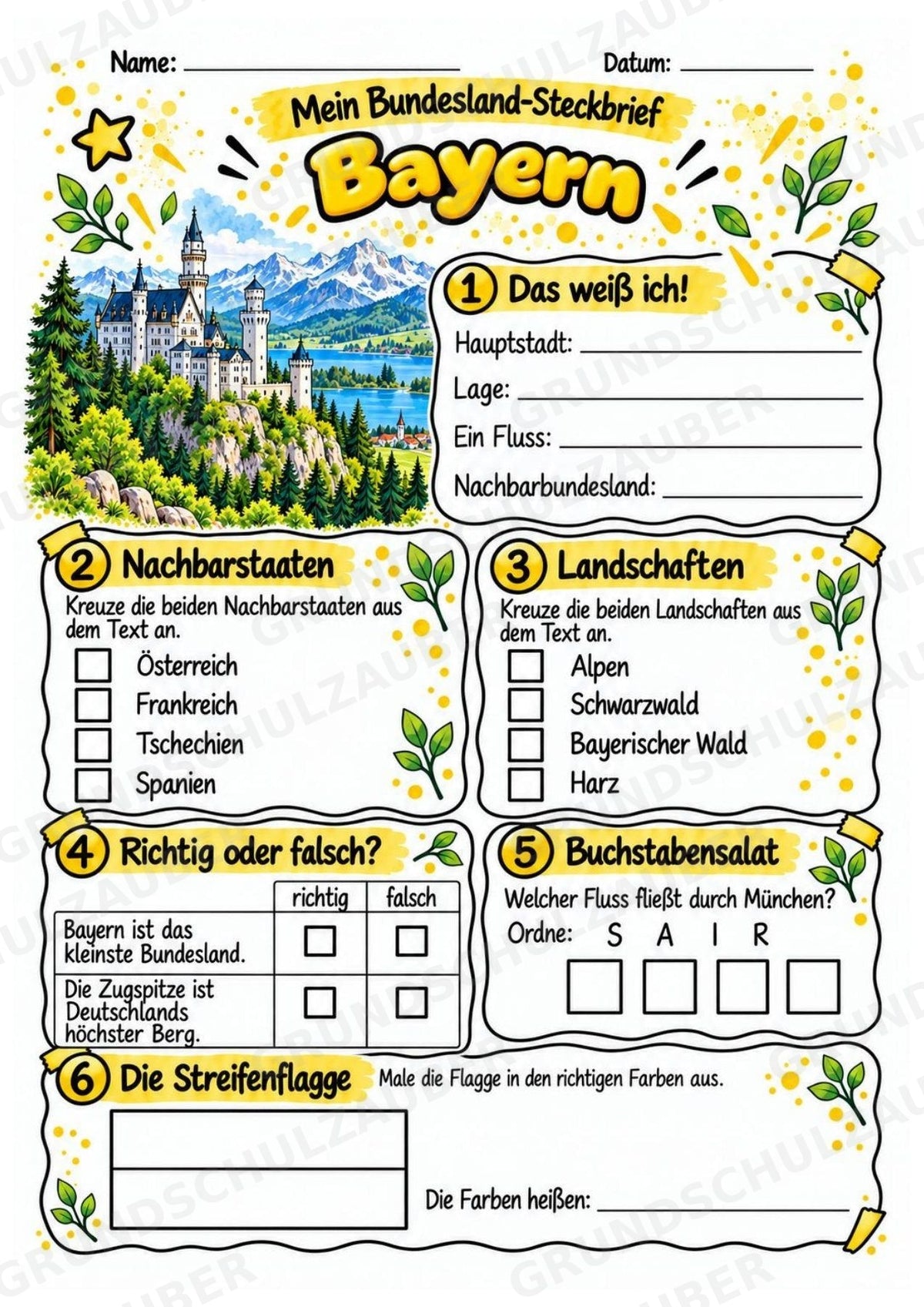Bayern – Lesetext & Steckbrief | Bundesland Deutschland Grundschule – Materialseite 3