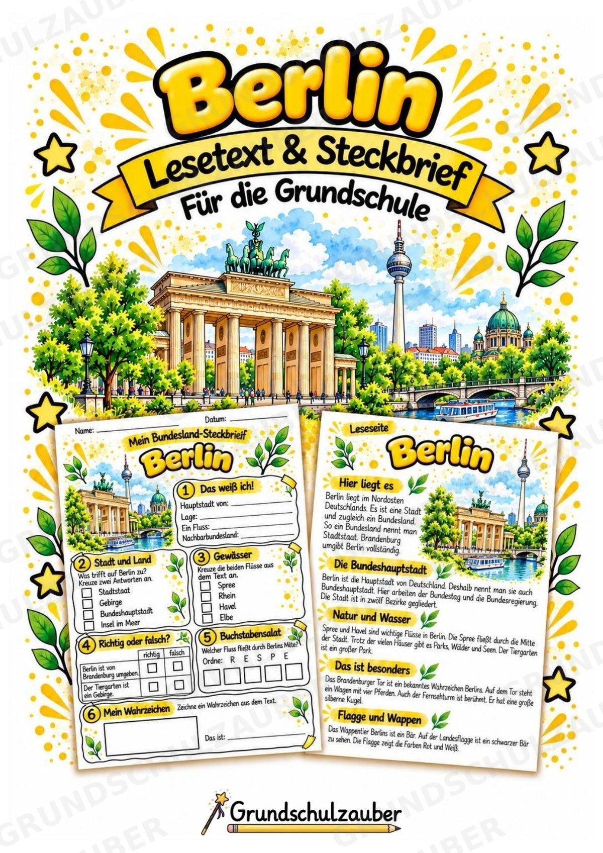 Berlin – Lesetext & Steckbrief | Bundesland Deutschland Grundschule – Cover