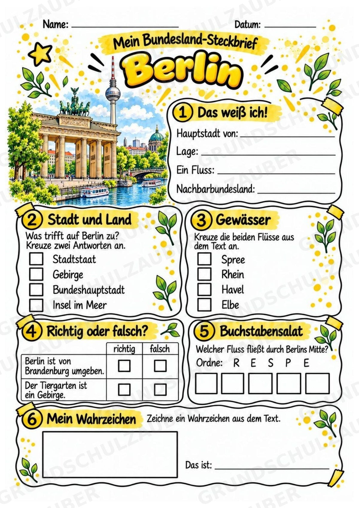 Berlin – Lesetext & Steckbrief | Bundesland Deutschland Grundschule – Materialseite 3