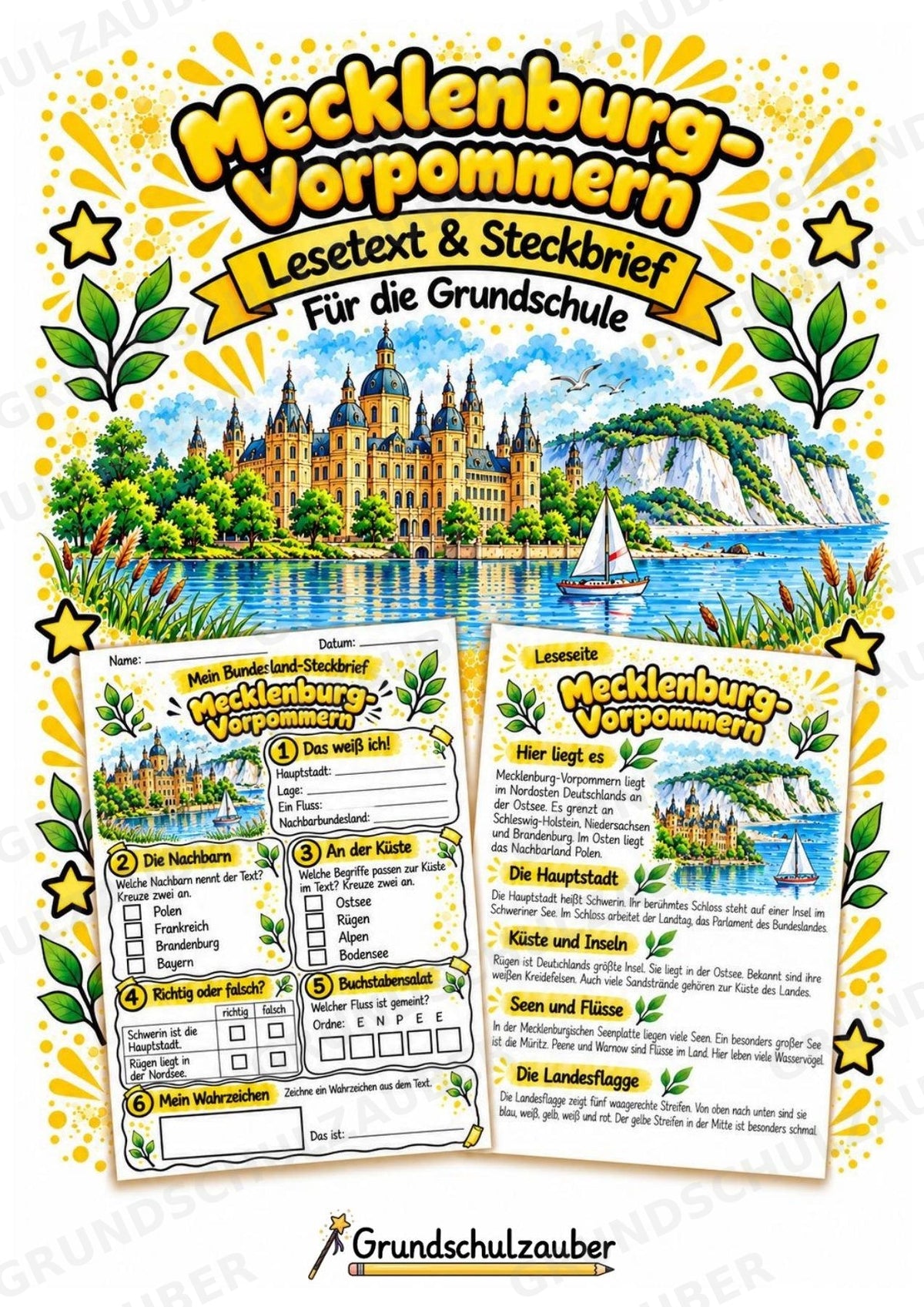 Mecklenburg-Vorpommern – Lesetext & Steckbrief | Bundesland Deutschland Grundschule – Cover