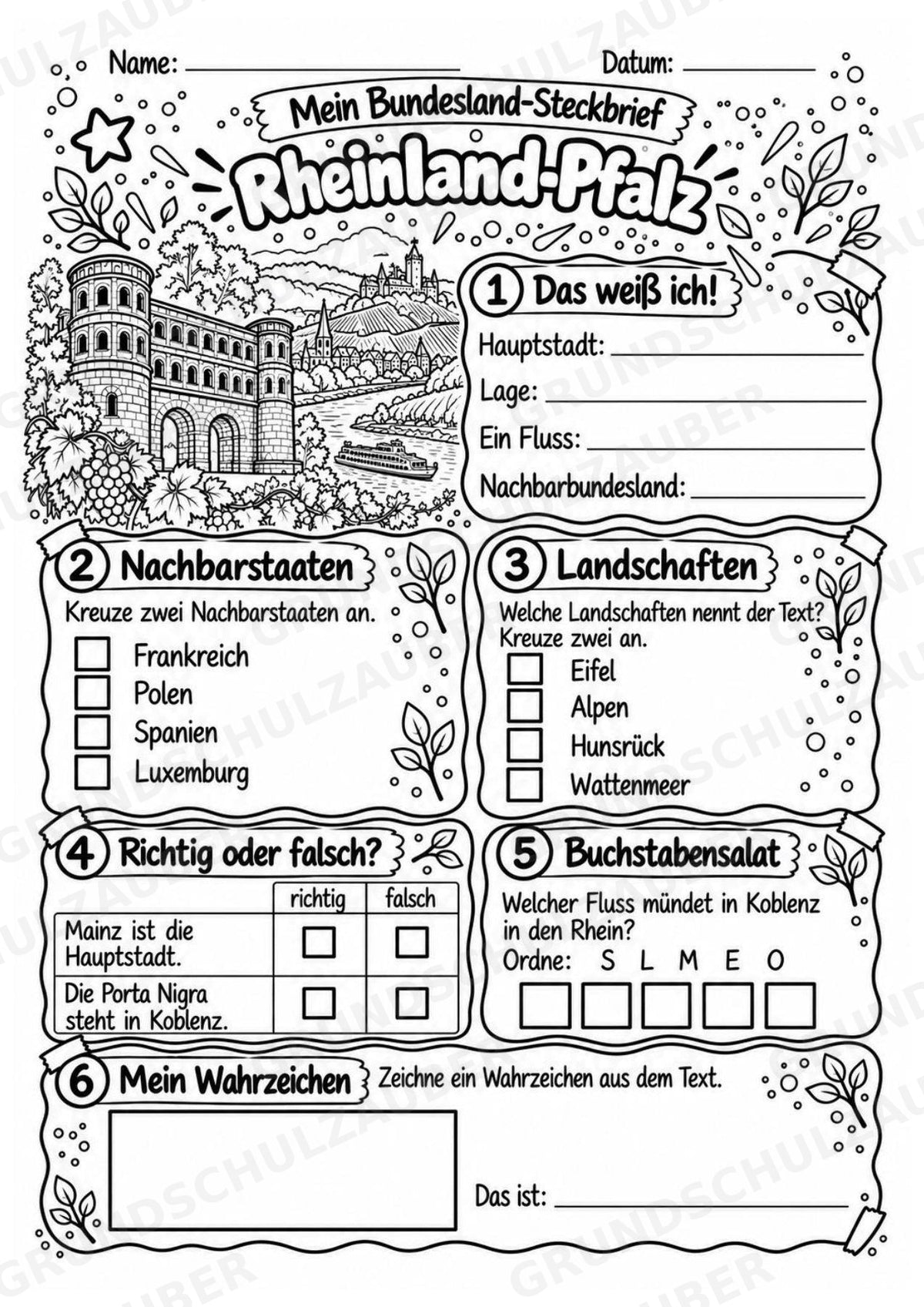 Rheinland-Pfalz – Lesetext & Steckbrief | Bundesland Deutschland Grundschule – Materialseite 4