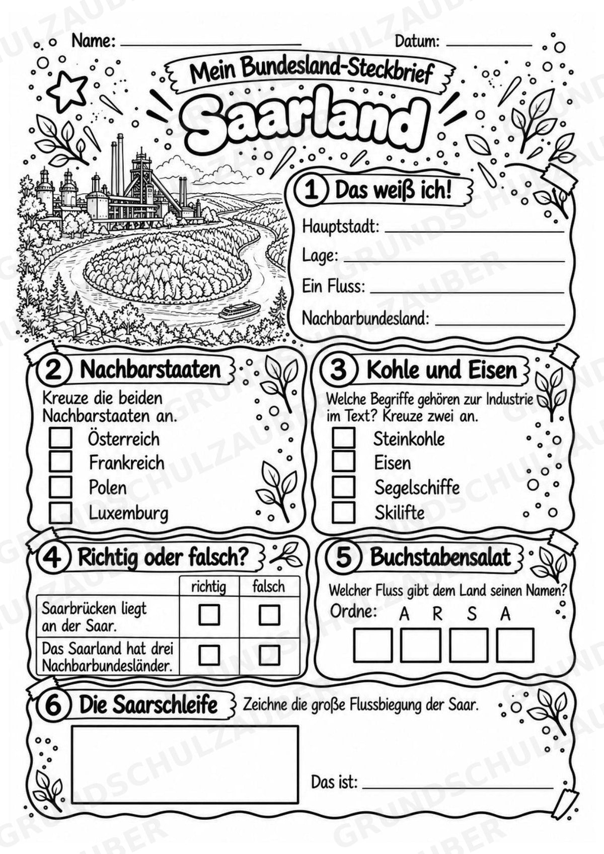 Saarland – Lesetext & Steckbrief | Bundesland Deutschland Grundschule – Materialseite 4