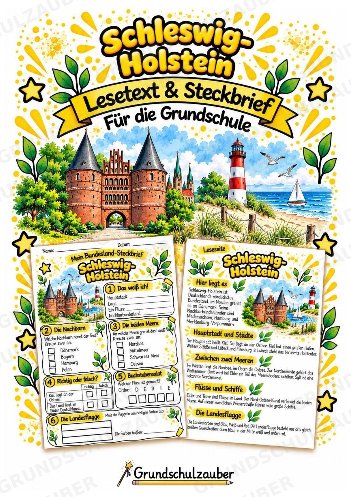 Schleswig Holstein – Lesetext & Steckbrief | Bundesland Deutschland Grundschule – Cover
