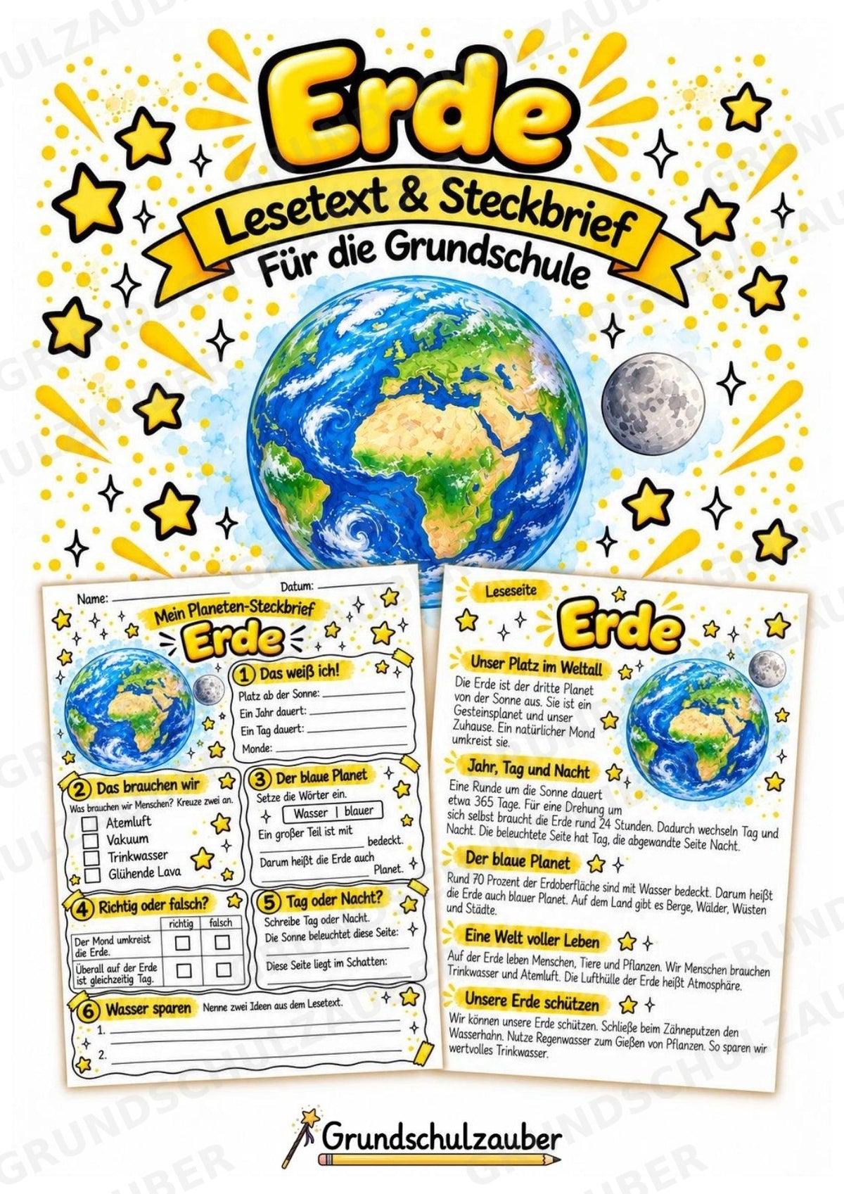 Erde – Steckbrief und Lesetext | Planeten & Sonnensystem für die Grundschule – Cover
