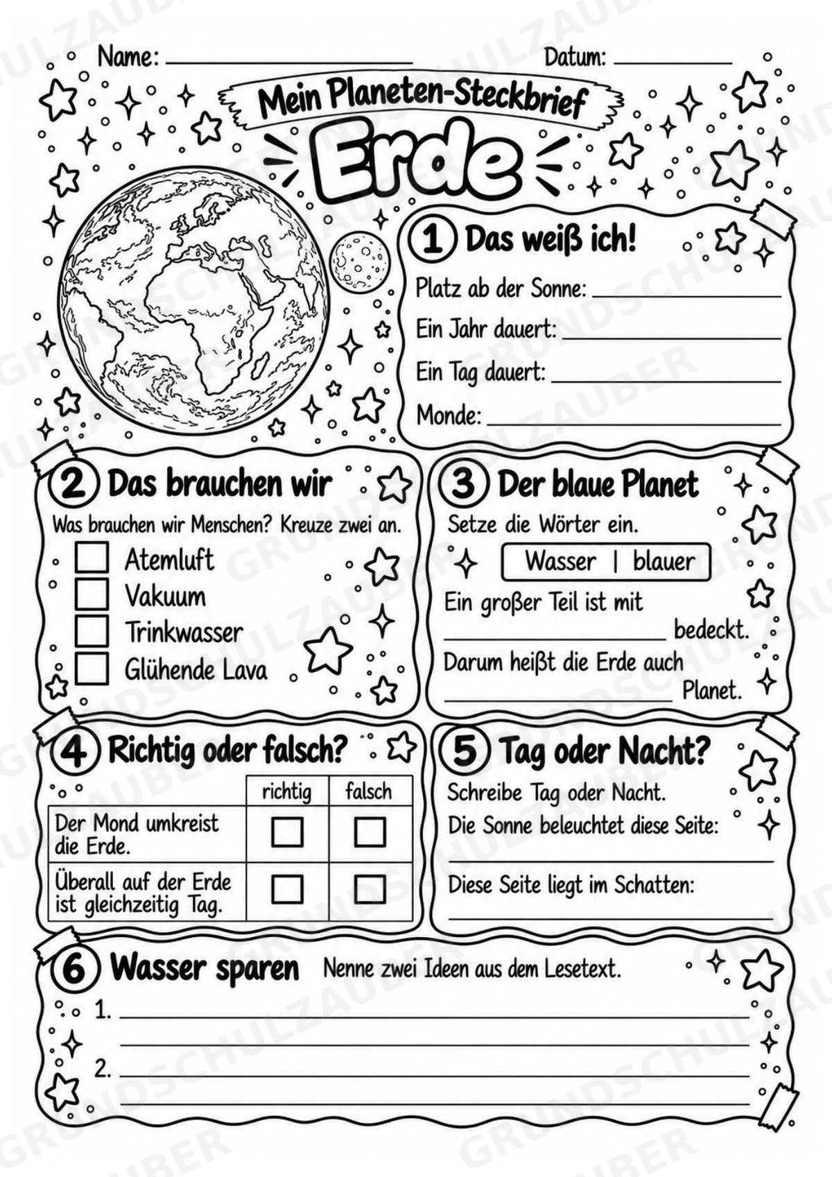 Erde – Steckbrief und Lesetext | Planeten & Sonnensystem für die Grundschule – Materialseite 4