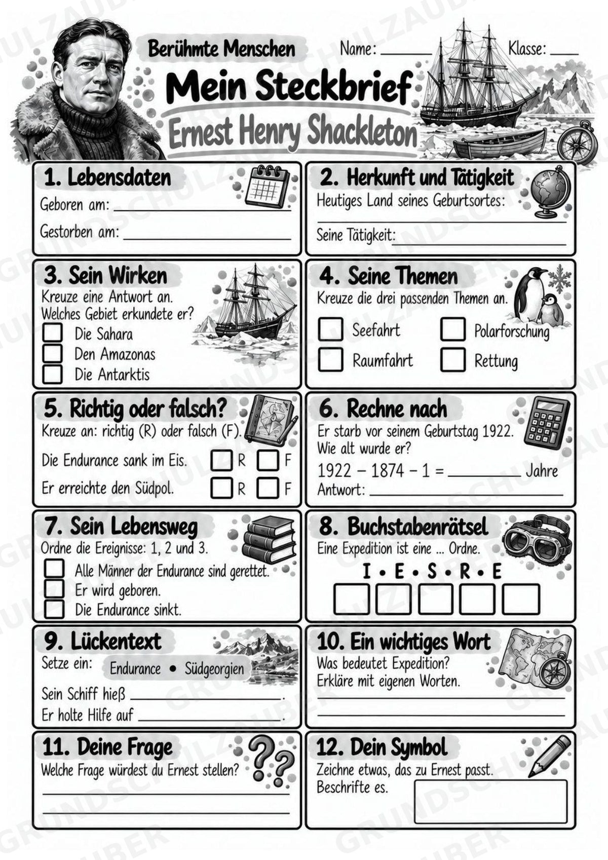Ernest Shackleton – Steckbrief & Infotext für die Grundschule | Berühmte Persönlichkeiten | Sachunterricht – Materialseite 4