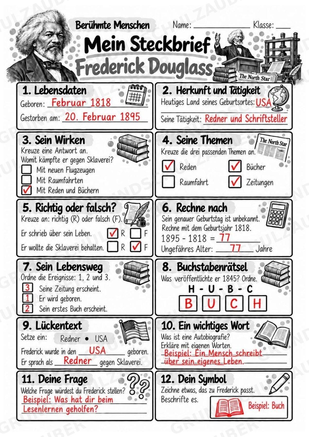 Frederick Douglass – Steckbrief & Infotext für die Grundschule | Berühmte Persönlichkeiten | Sachunterricht – Materialseite 5