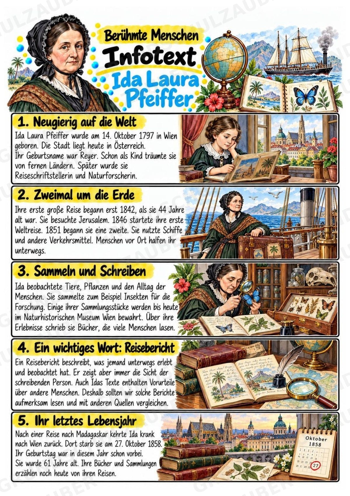 Ida Pfeiffer – Steckbrief & Infotext für die Grundschule | Berühmte Persönlichkeiten | Sachunterricht – Materialseite 2