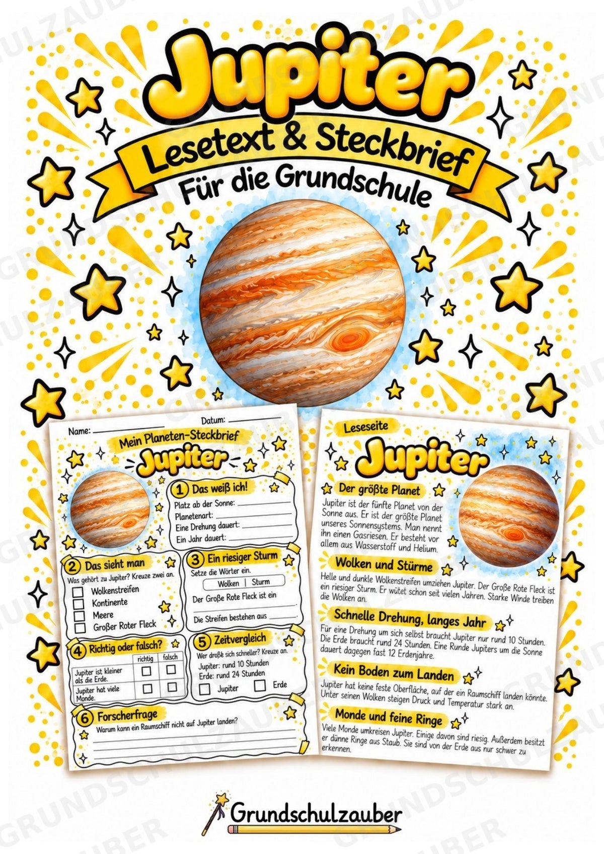 Jupiter – Steckbrief und Lesetext | Planeten & Sonnensystem für die Grundschule – Cover