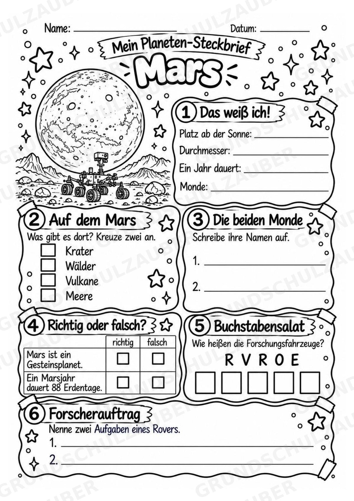Mars – Steckbrief und Lesetext | Planeten & Sonnensystem für die Grundschule – Materialseite 4