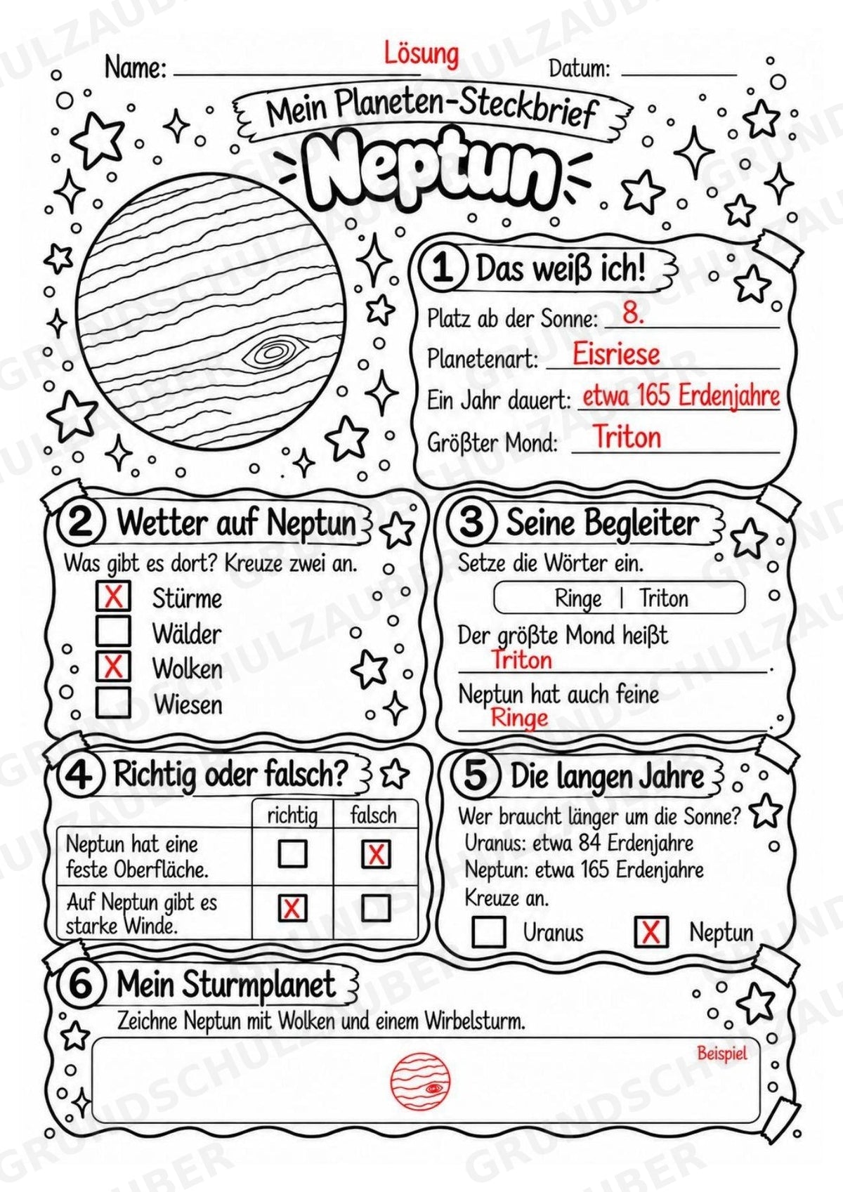 Neptun – Steckbrief und Lesetext | Planeten & Sonnensystem für die Grundschule – Materialseite 5
