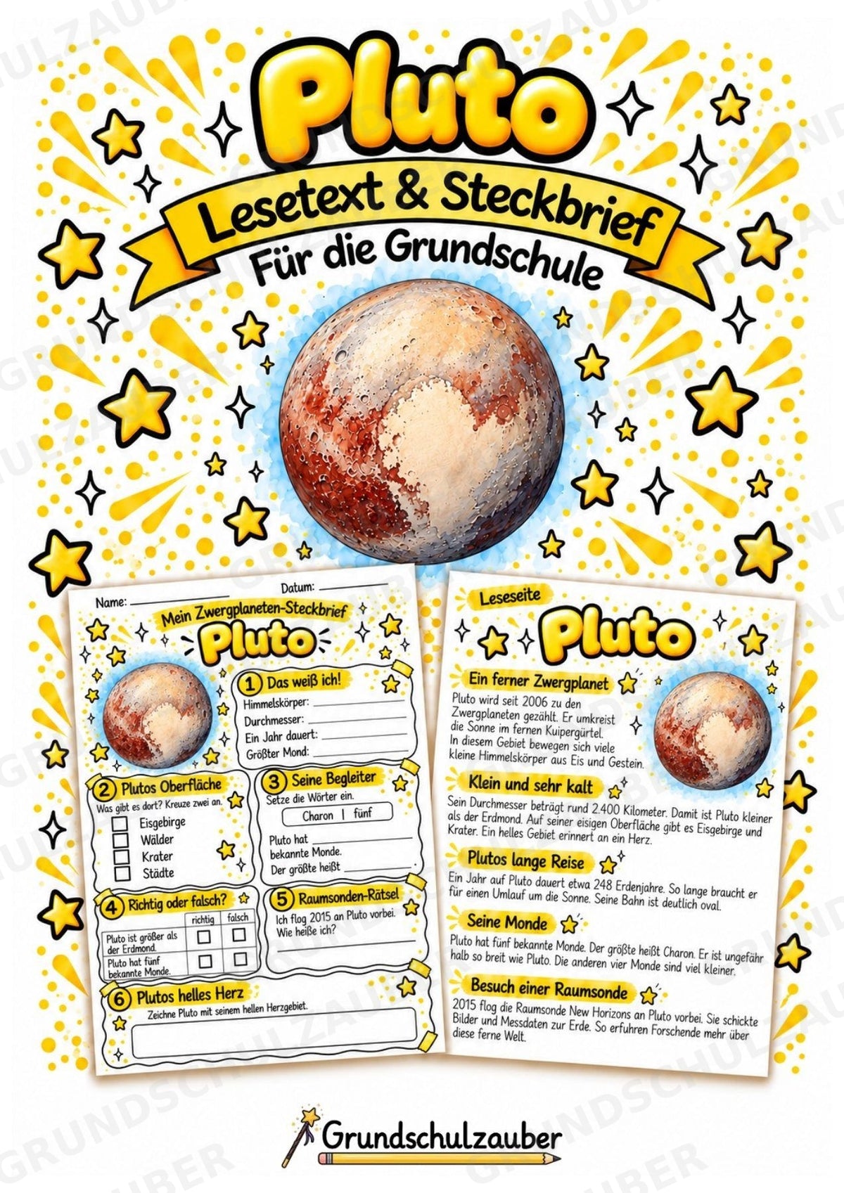 Pluto – Steckbrief und Lesetext | Planeten & Sonnensystem für die Grundschule – Cover
