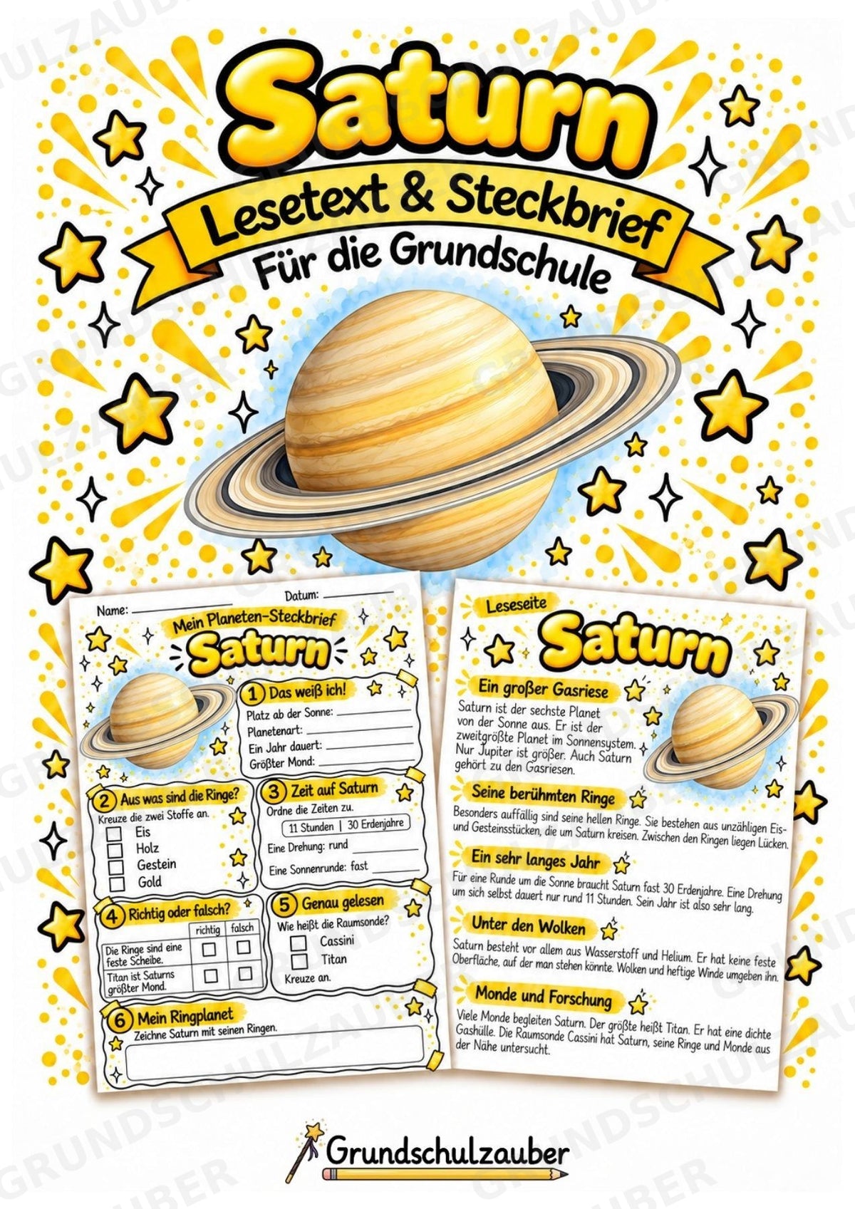 Saturn – Steckbrief und Lesetext | Planeten & Sonnensystem für die Grundschule – Cover