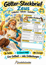 Zeus – Griechische Götter: Steckbrief & Infotext | Arbeitsblätter mit Lösungen | Klasse 4–5 – Cover