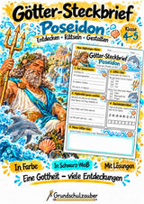 Poseidon – Griechische Götter: Steckbrief & Infotext | Arbeitsblätter mit Lösungen | Klasse 4–5 – Cover