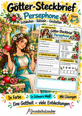 Persephone – Griechische Götter: Steckbrief & Infotext | Arbeitsblätter mit Lösungen | Klasse 4–5 – Cover