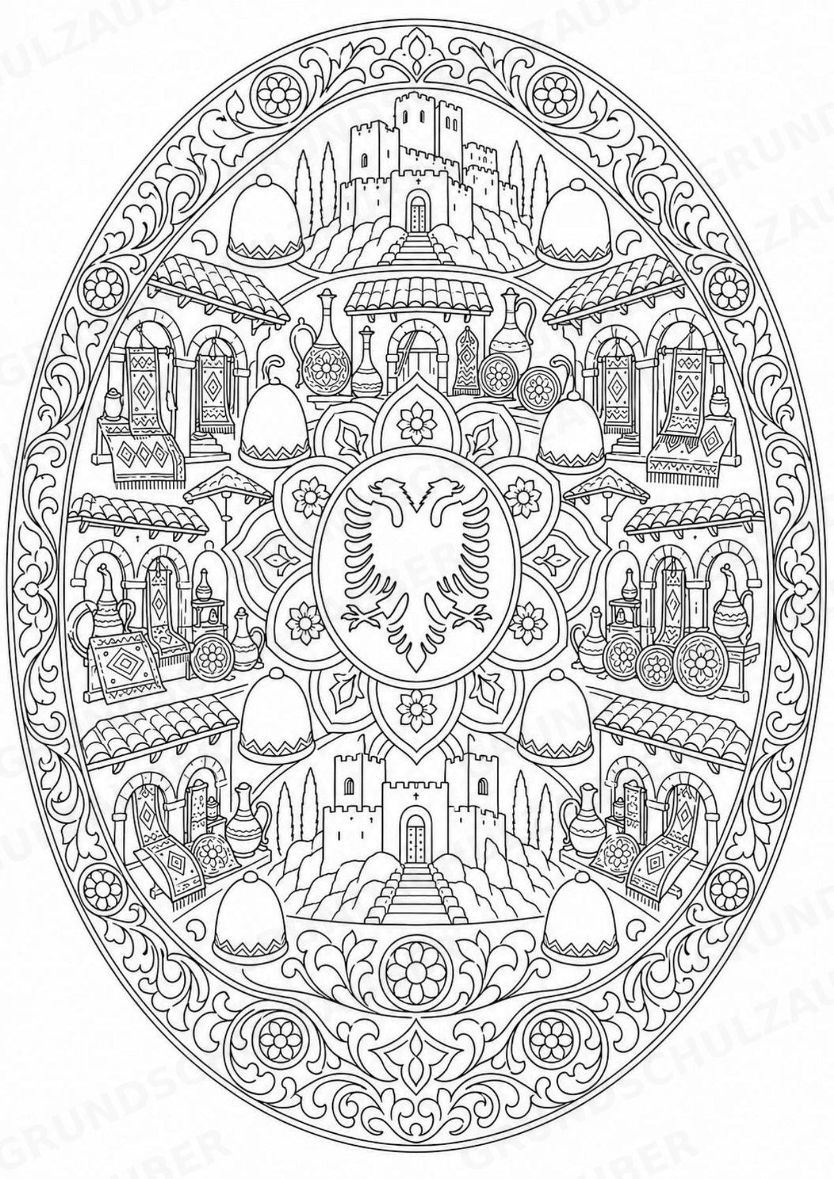 Albanien Mandalas Ausmalbilder – Länder und Kulturen – 15 Malvorlagen – Materialseite 9