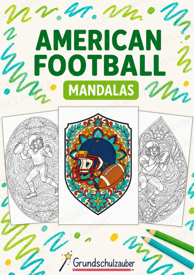 American Football Mandalas Ausmalbilder – Sport – 15 Malvorlagen – Cover