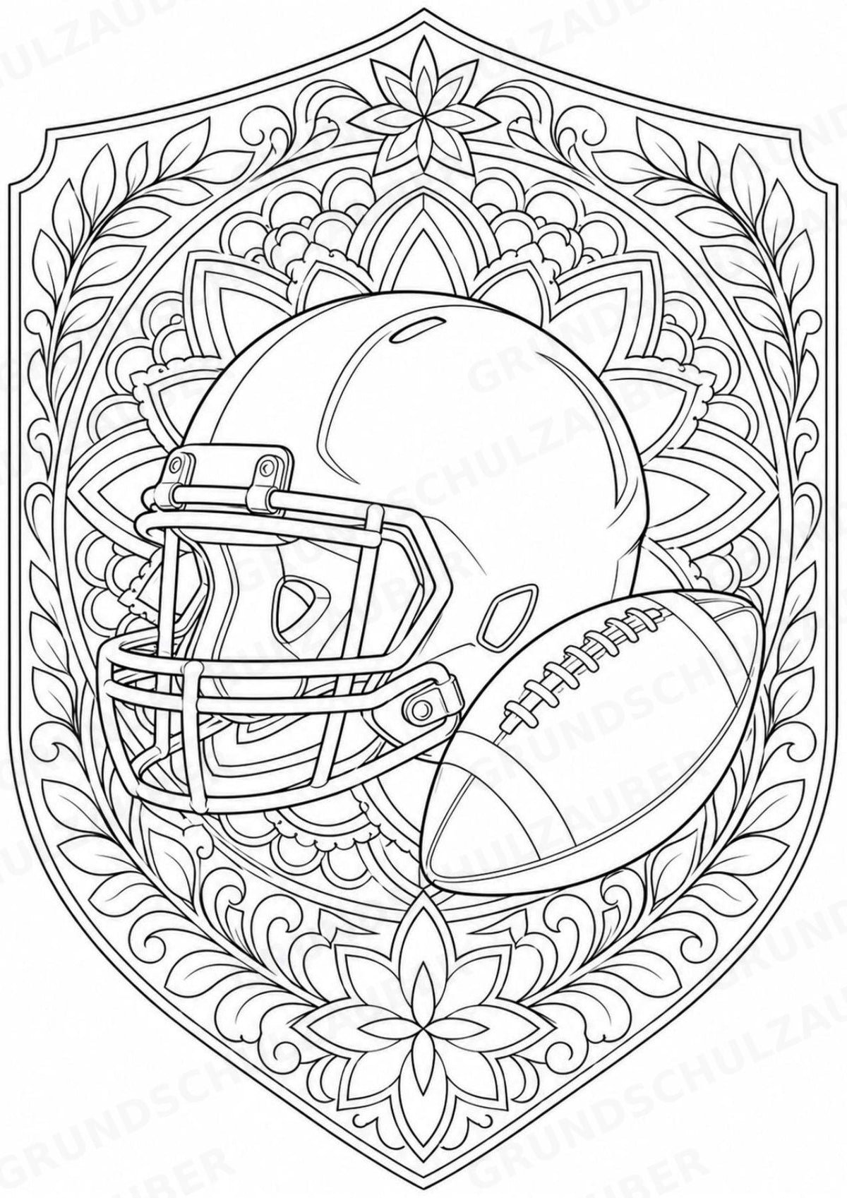 American Football Mandalas Ausmalbilder – Sport – 15 Malvorlagen – Materialseite 2