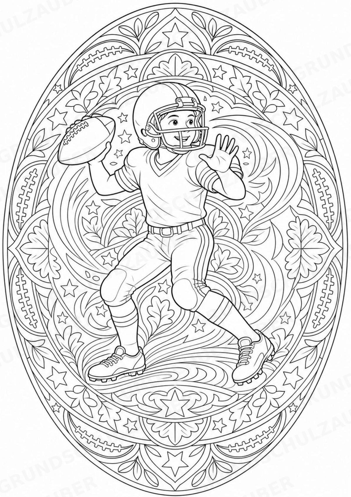 American Football Mandalas Ausmalbilder – Sport – 15 Malvorlagen – Materialseite 3