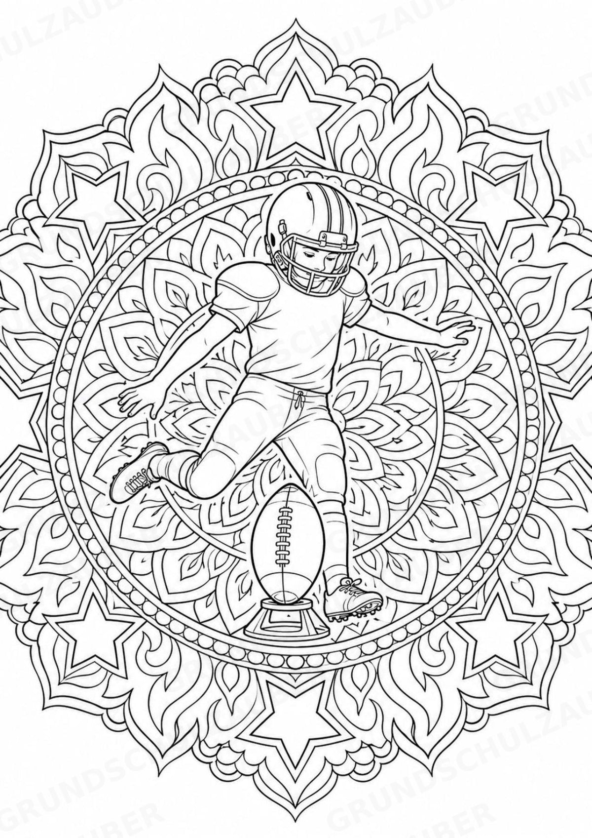 American Football Mandalas Ausmalbilder – Sport – 15 Malvorlagen – Materialseite 5