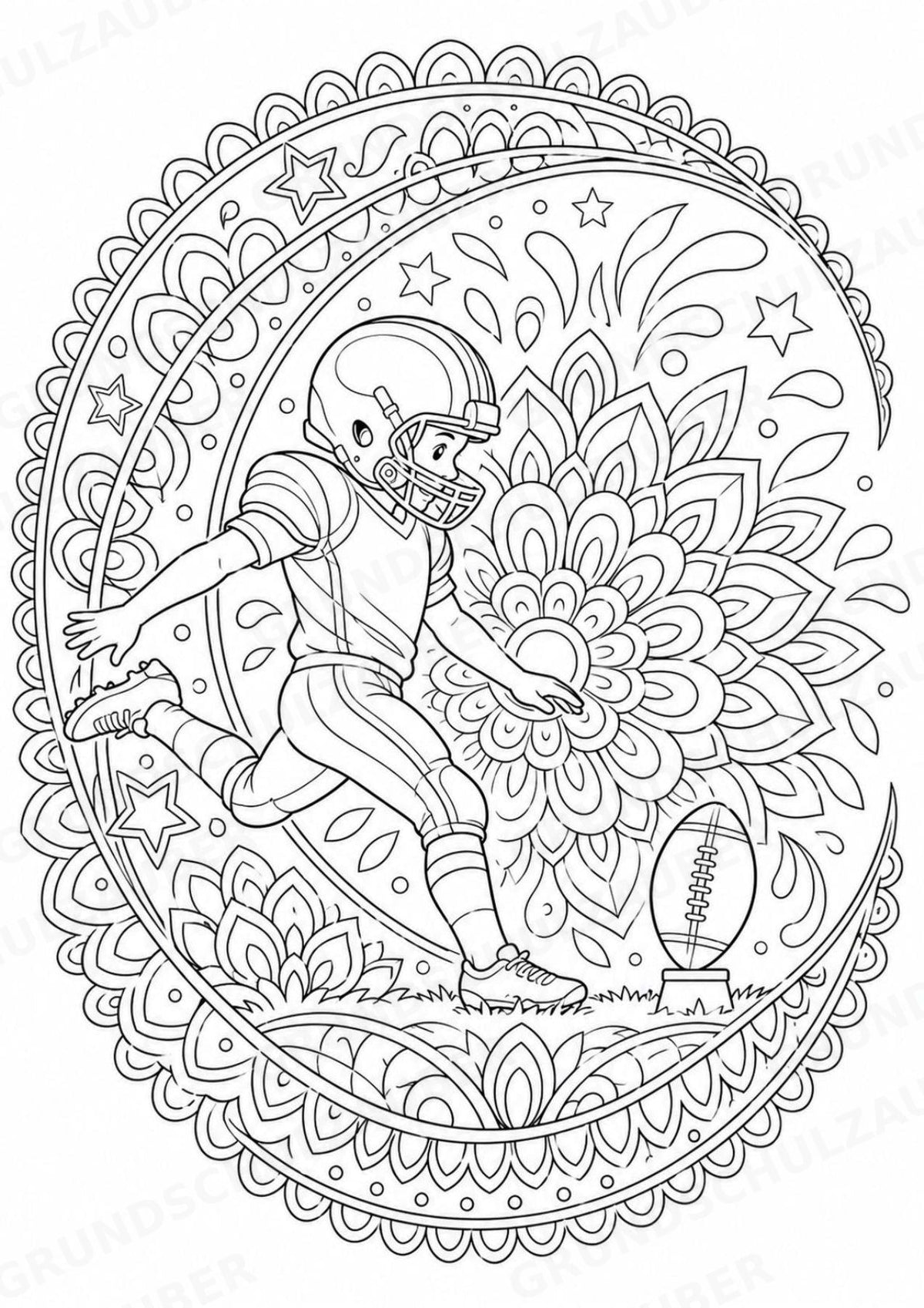 American Football Mandalas Ausmalbilder – Sport – 15 Malvorlagen – Materialseite 7