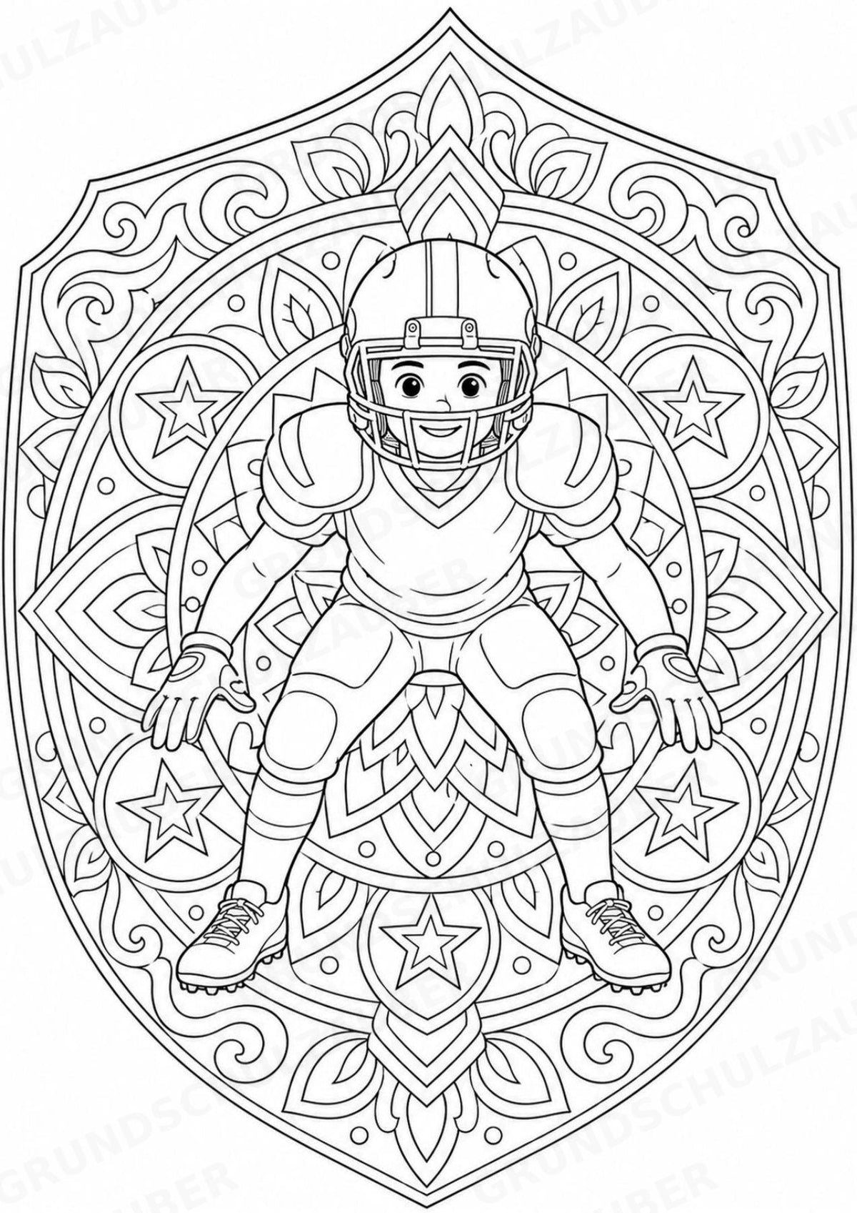 American Football Mandalas Ausmalbilder – Sport – 15 Malvorlagen – Materialseite 11