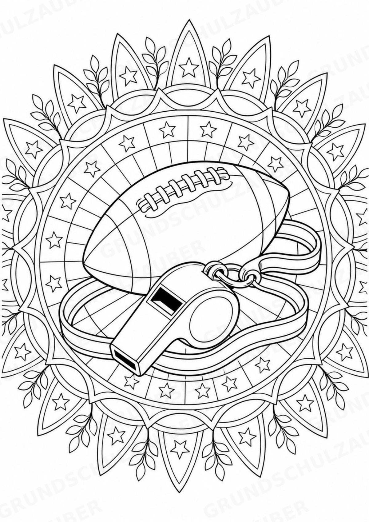 American Football Mandalas Ausmalbilder – Sport – 15 Malvorlagen – Materialseite 14