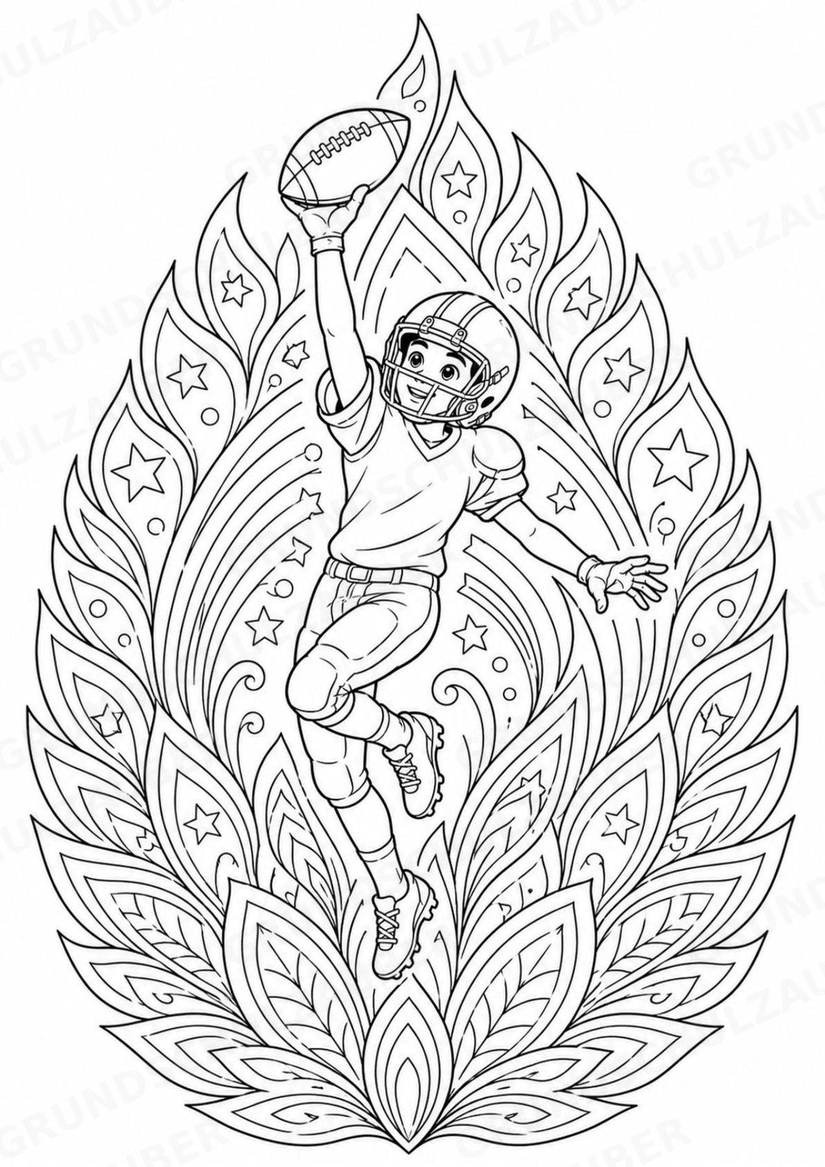 American Football Mandalas Ausmalbilder – Sport – 15 Malvorlagen – Materialseite 15