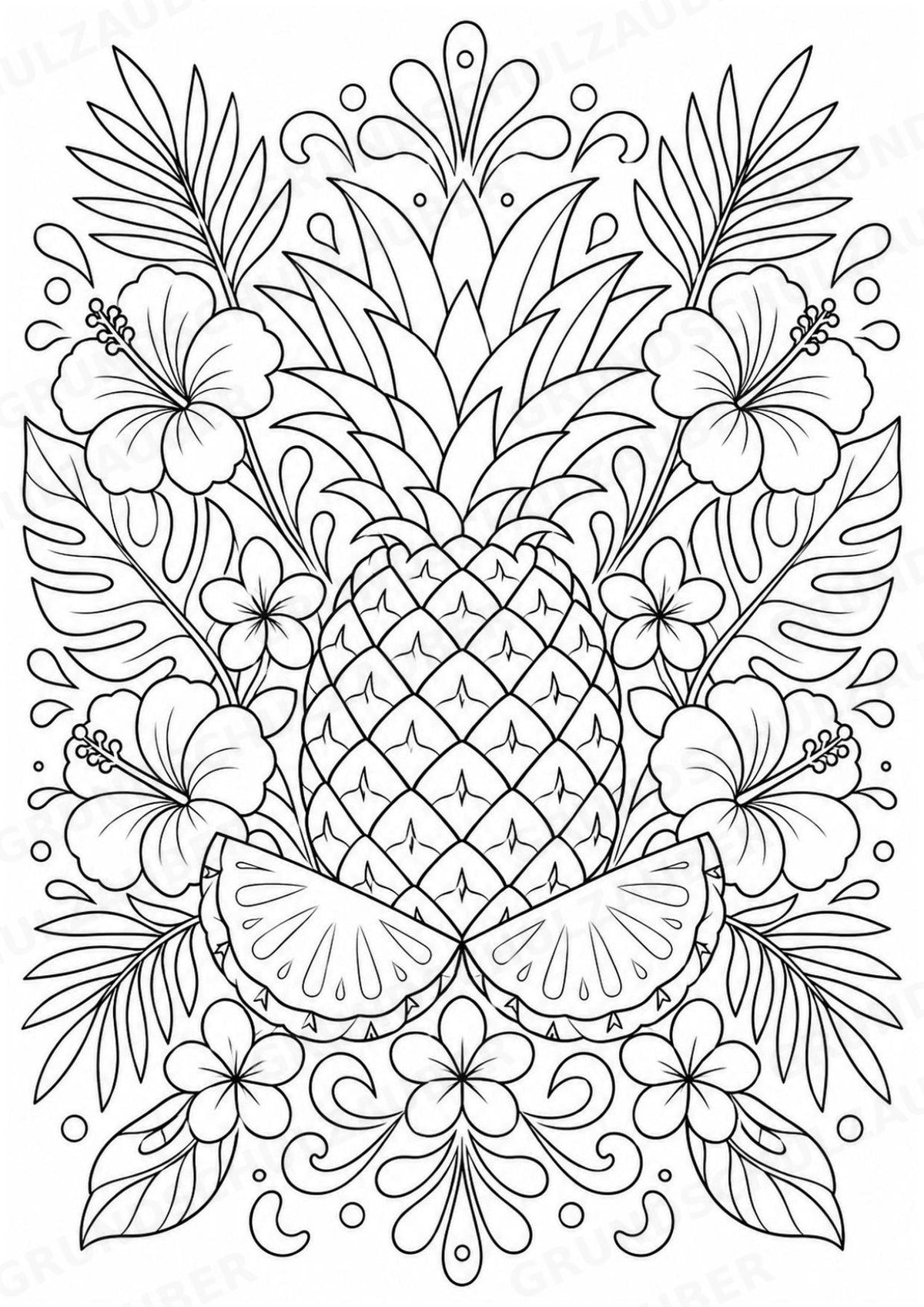 Ananas Mandalas Ausmalbilder – Obst – 15 Malvorlagen – Materialseite 15