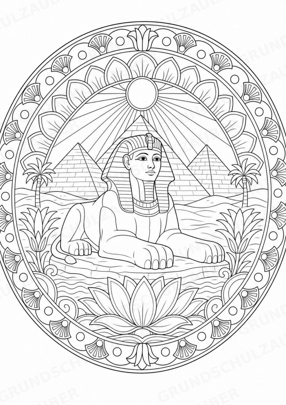 Antikes Ägypten Mandalas Ausmalbilder – Geschichte und Kulturen – 15 Malvorlagen – Materialseite 3