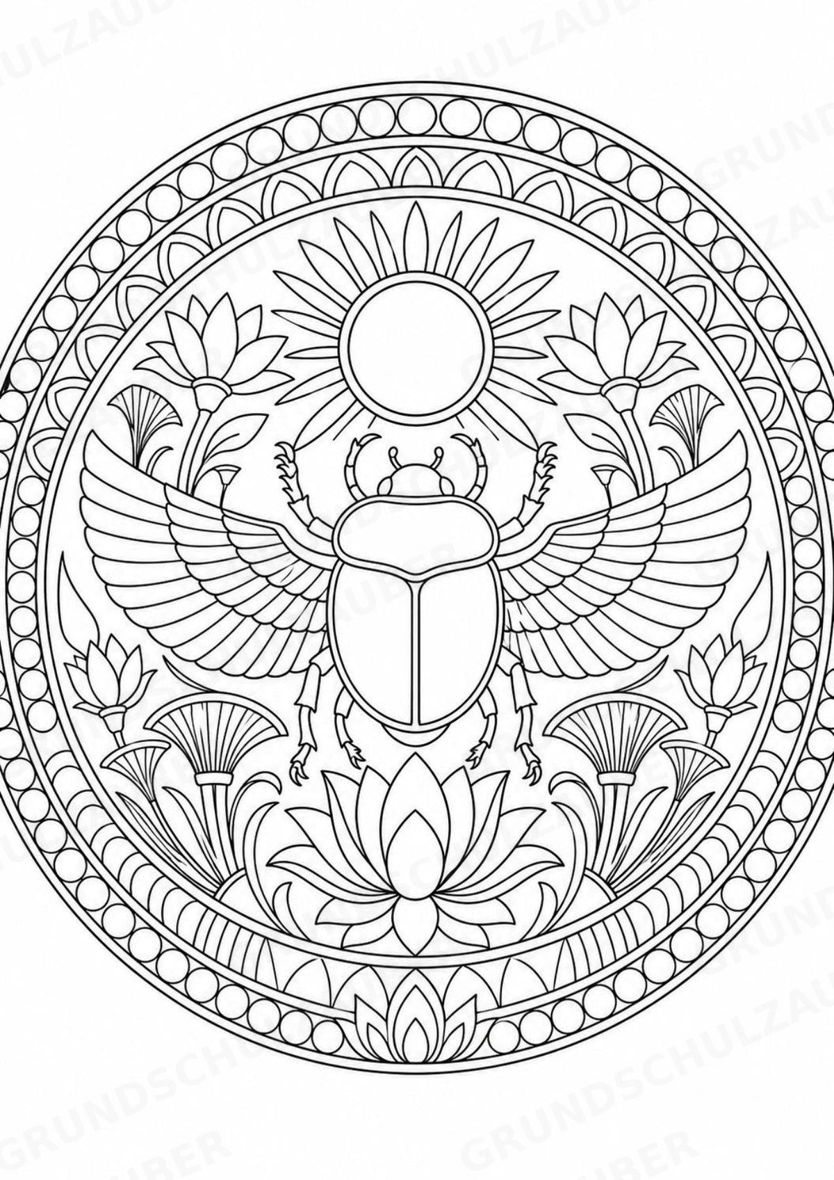 Antikes Ägypten Mandalas Ausmalbilder – Geschichte und Kulturen – 15 Malvorlagen – Materialseite 4