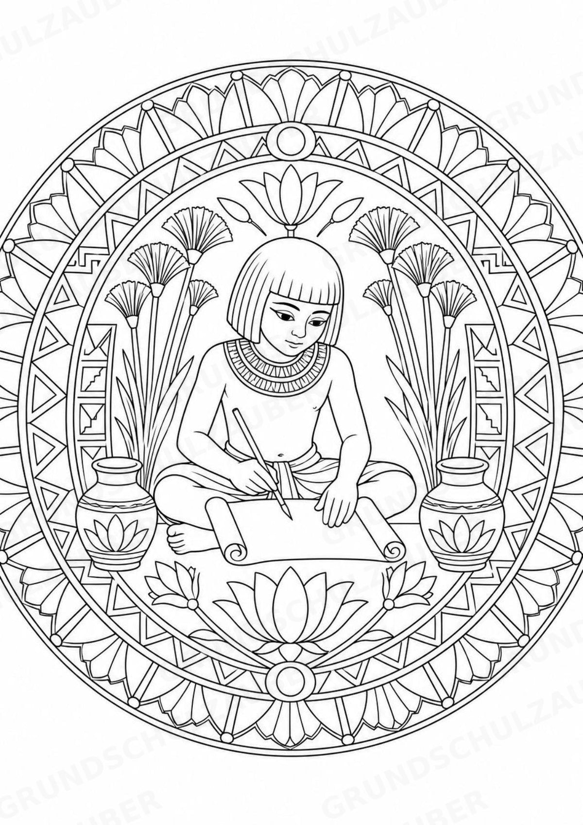 Antikes Ägypten Mandalas Ausmalbilder – Geschichte und Kulturen – 15 Malvorlagen – Materialseite 6