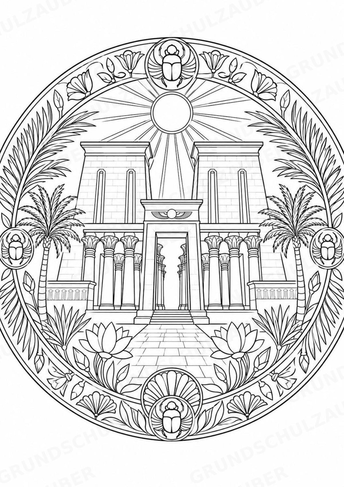 Antikes Ägypten Mandalas Ausmalbilder – Geschichte und Kulturen – 15 Malvorlagen – Materialseite 11
