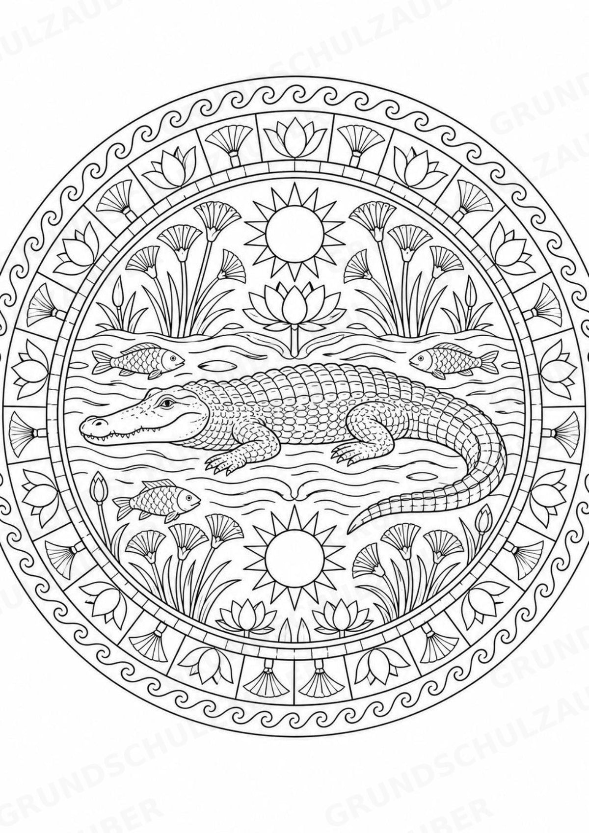 Antikes Ägypten Mandalas Ausmalbilder – Geschichte und Kulturen – 15 Malvorlagen – Materialseite 12