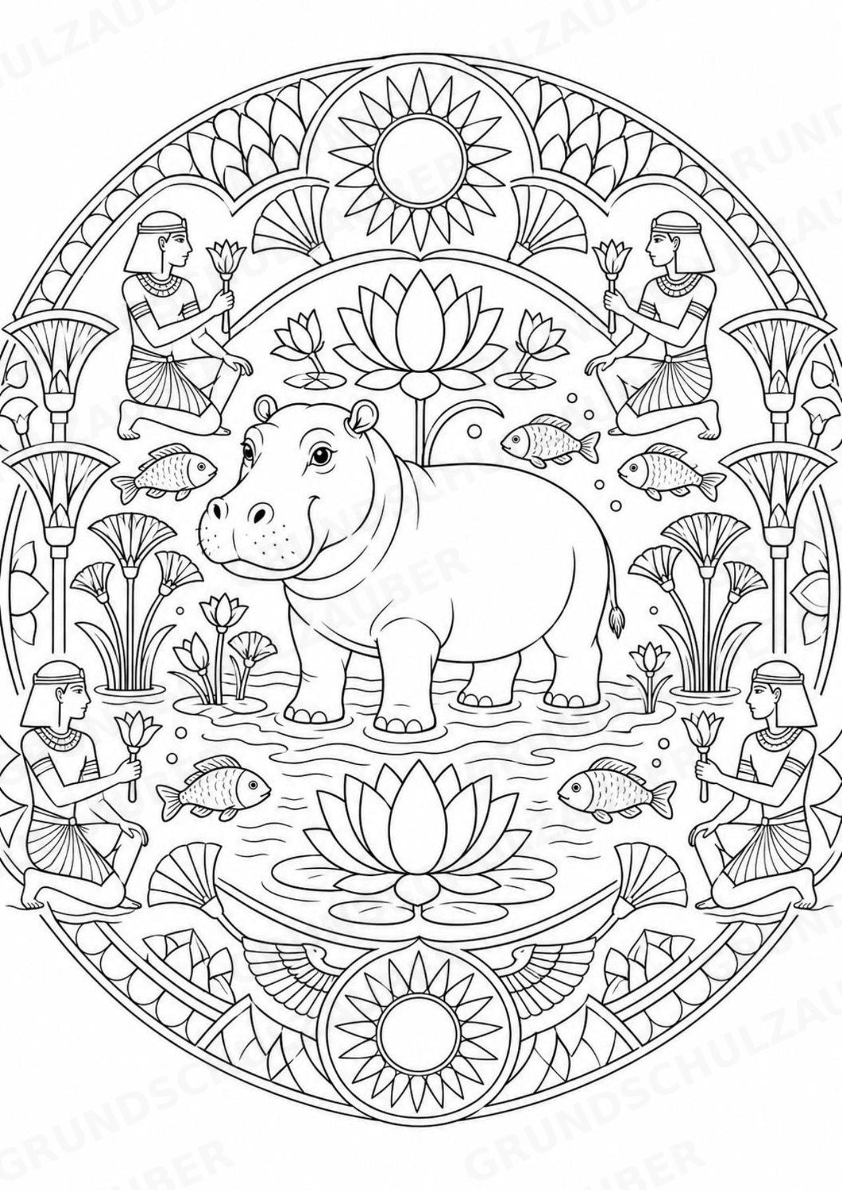 Antikes Ägypten Mandalas Ausmalbilder – Geschichte und Kulturen – 15 Malvorlagen – Materialseite 13