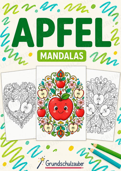 Apfel Mandalas Ausmalbilder – Obst – 15 Malvorlagen – Cover