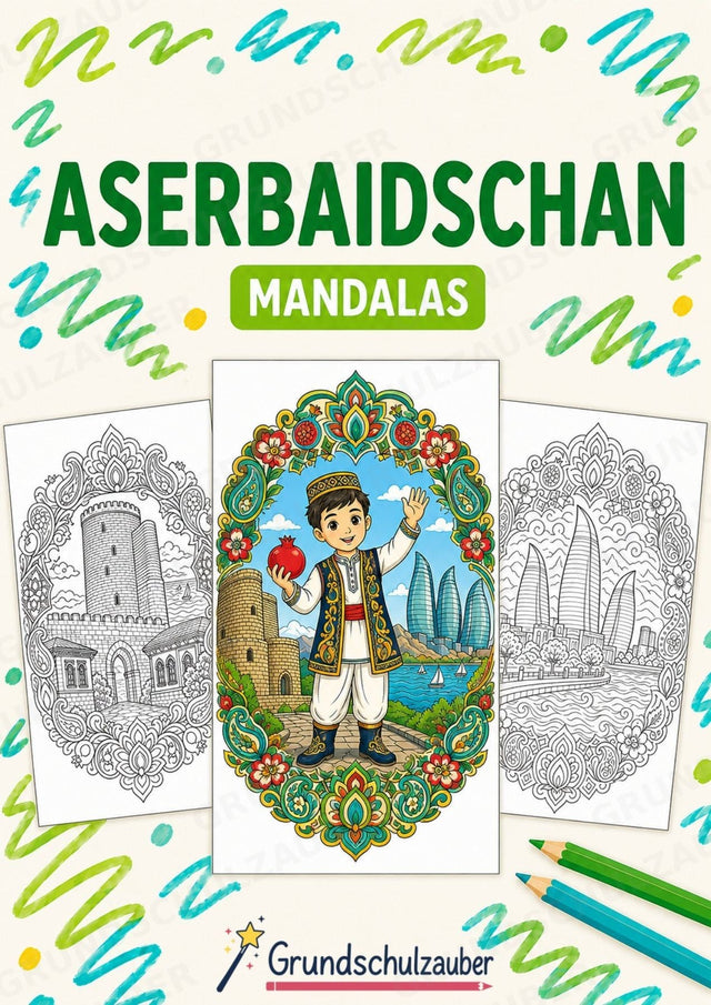 Aserbaidschan Mandalas Ausmalbilder – Länder und Kulturen – 15 Malvorlagen – Cover