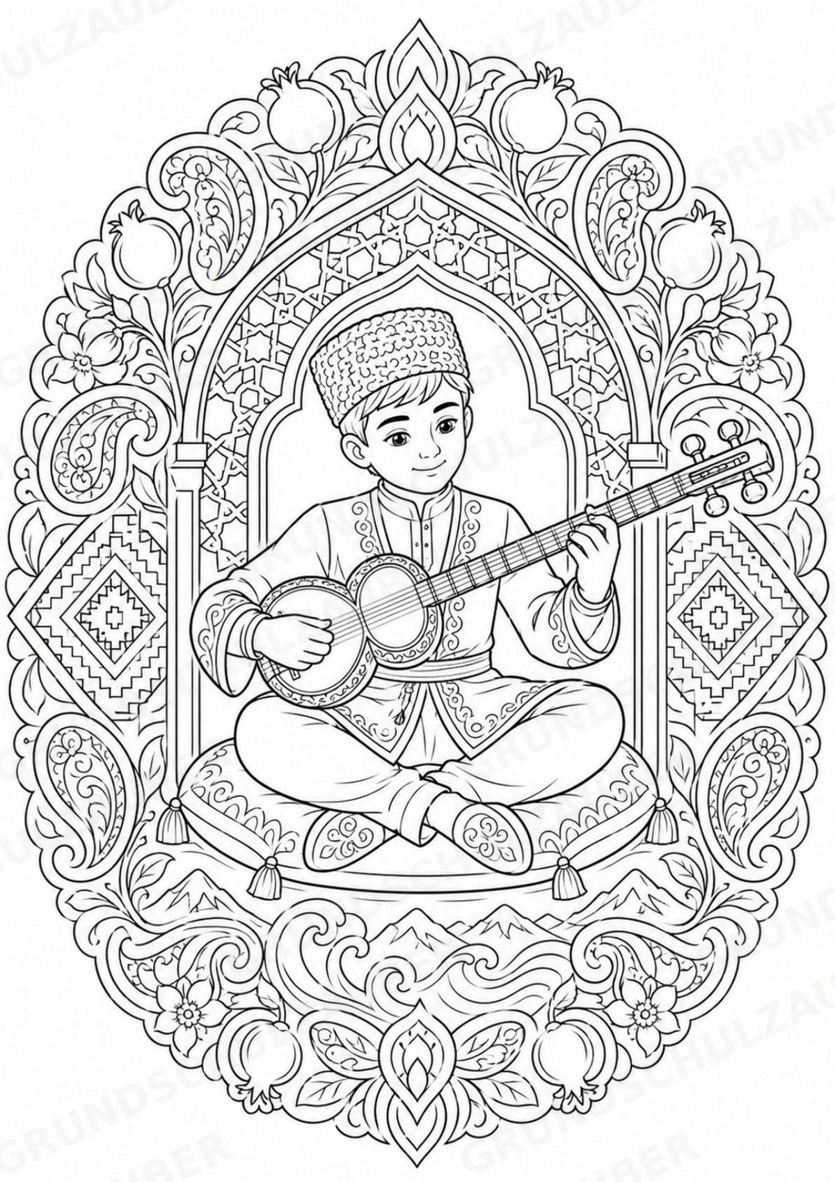 Aserbaidschan Mandalas Ausmalbilder – Länder und Kulturen – 15 Malvorlagen – Materialseite 8