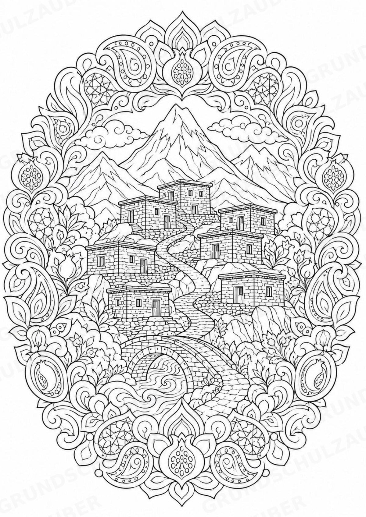Aserbaidschan Mandalas Ausmalbilder – Länder und Kulturen – 15 Malvorlagen – Materialseite 13