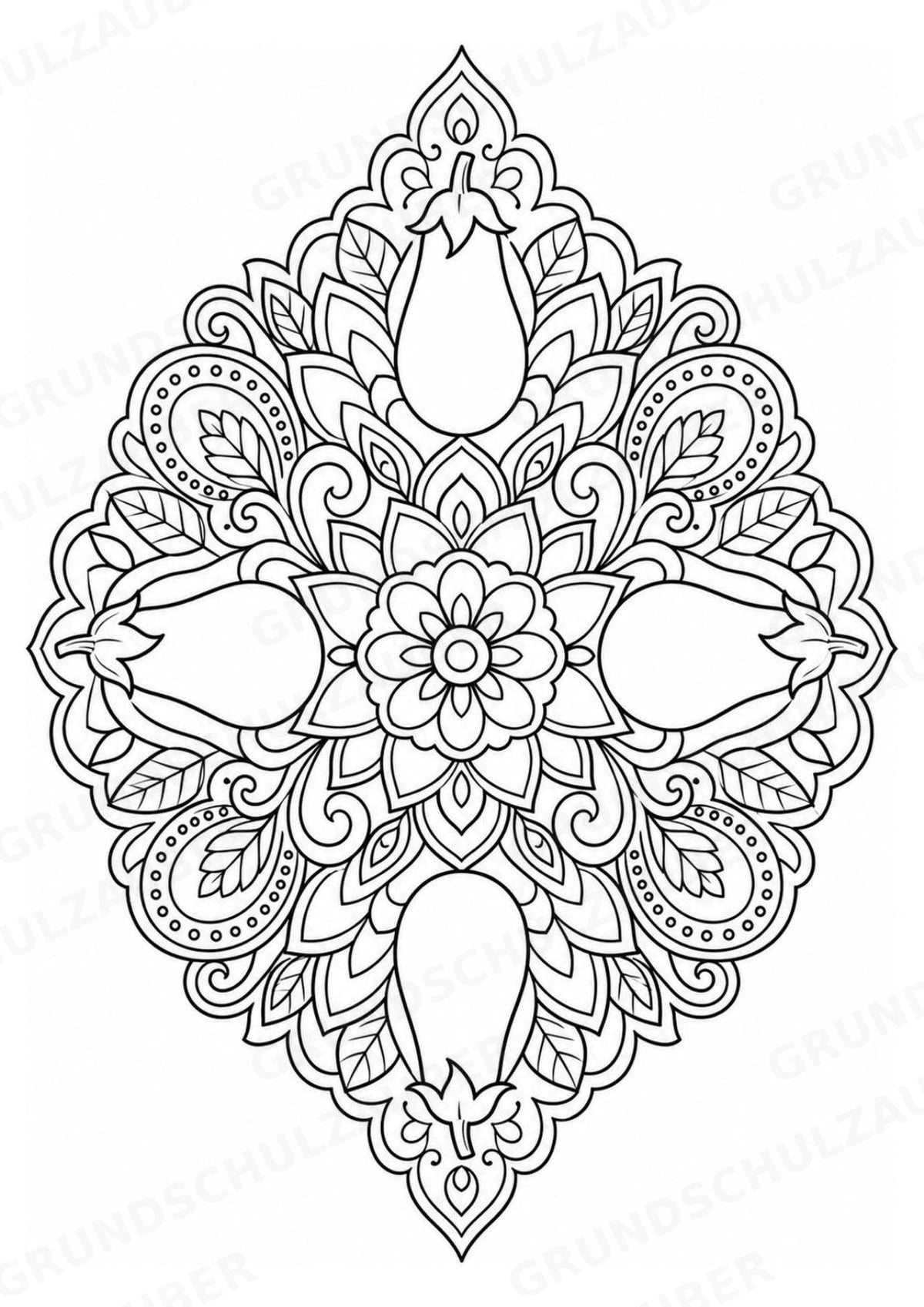 Aubergine Mandalas Ausmalbilder – Gemüse – 15 Malvorlagen – Materialseite 8