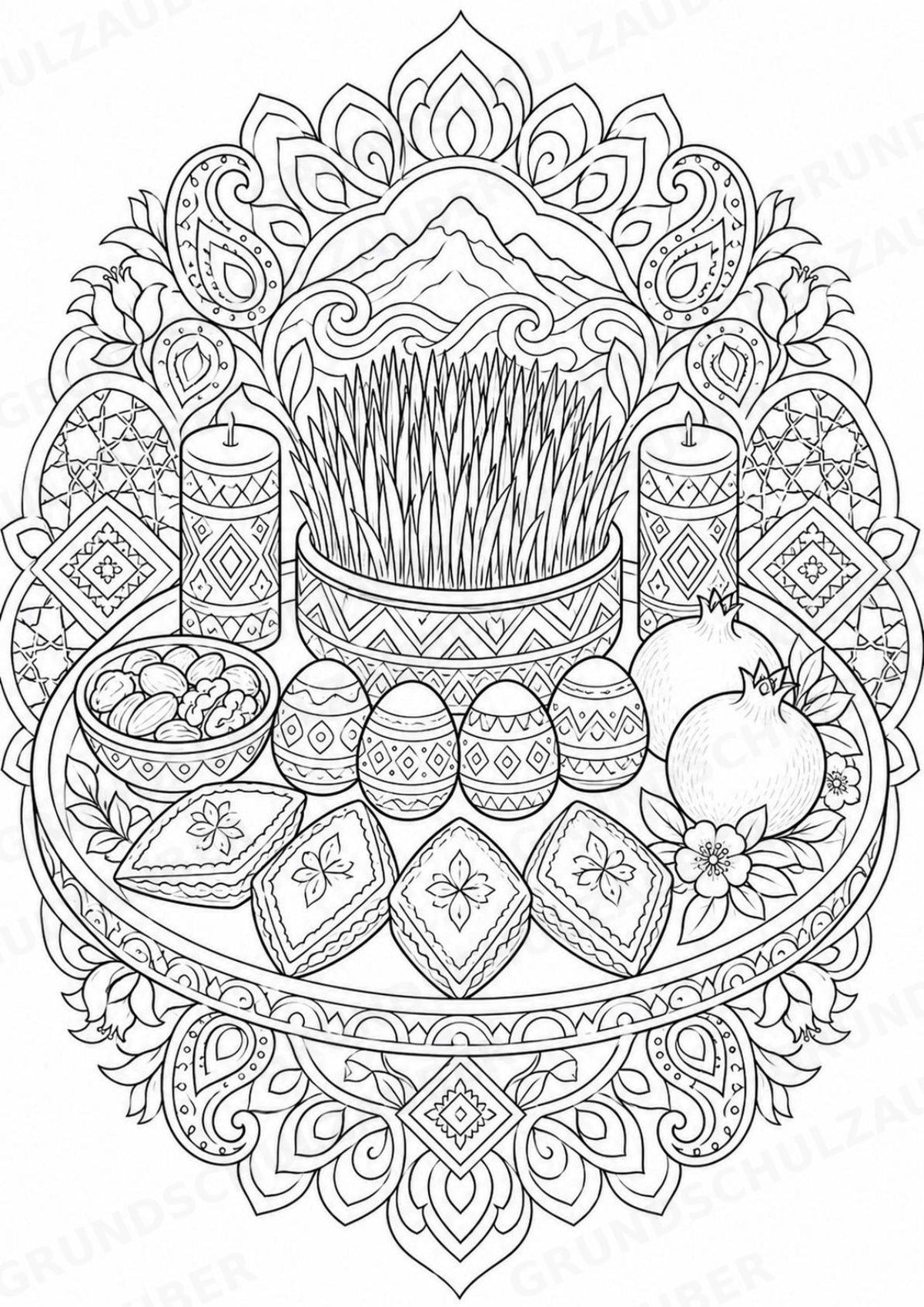 Aserbaidschan Mandalas Ausmalbilder – Länder und Kulturen – 15 Malvorlagen – Materialseite 15