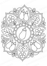 Aubergine Mandalas Ausmalbilder – Gemüse – 15 Malvorlagen – Materialseite 11