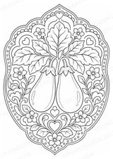 Aubergine Mandalas Ausmalbilder – Gemüse – 15 Malvorlagen – Materialseite 12