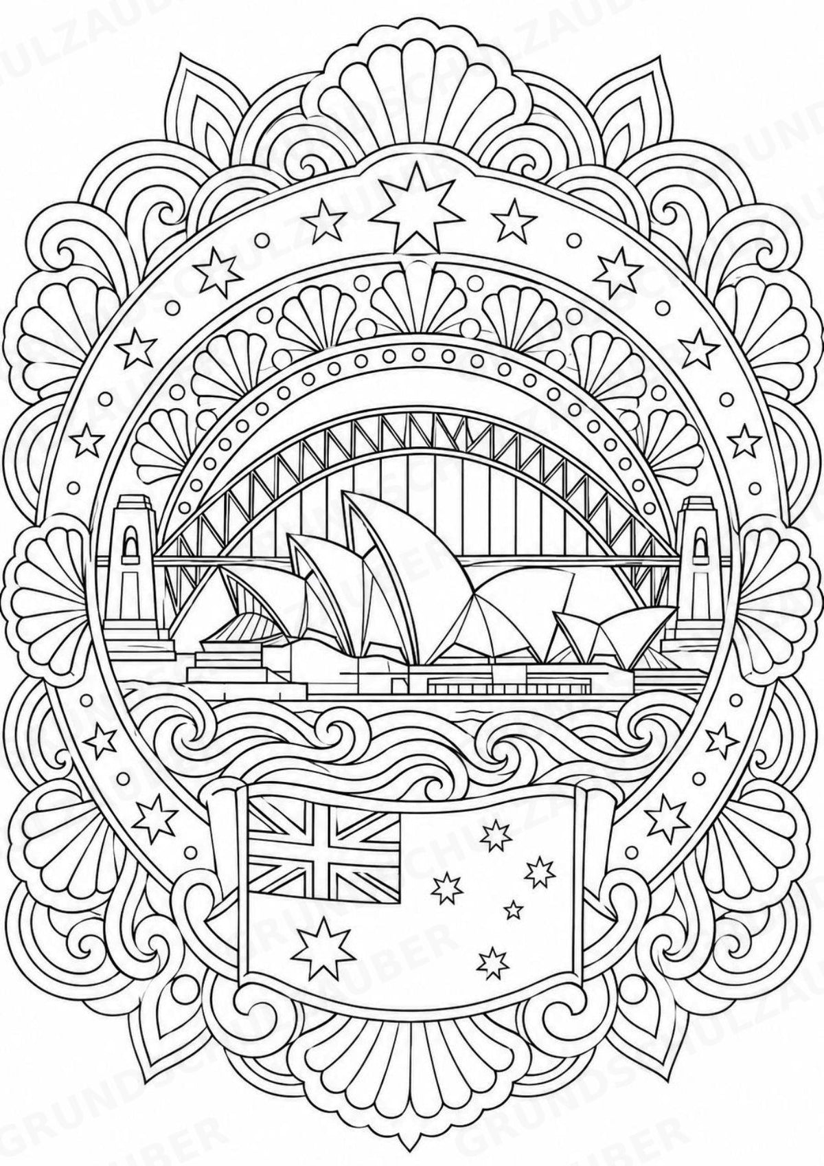 Australien Mandalas Ausmalbilder – Länder und Kulturen – 15 Malvorlagen – Materialseite 3