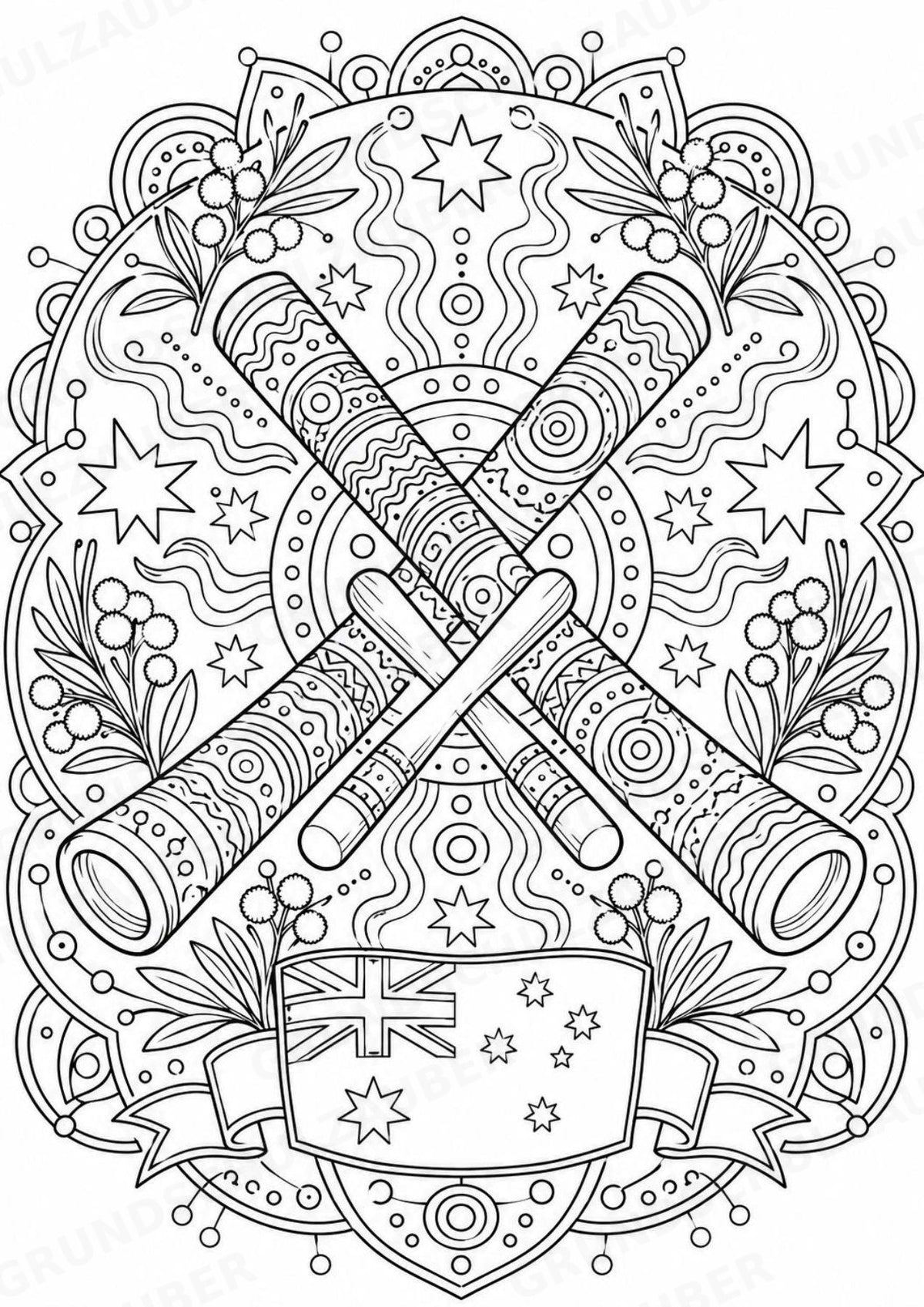 Australien Mandalas Ausmalbilder – Länder und Kulturen – 15 Malvorlagen – Materialseite 9